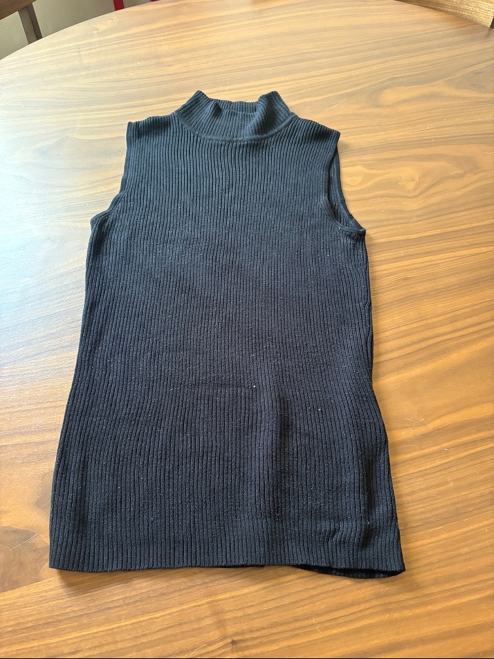 Dana Buchman Black Ribbed Sleeveless Mock Neck Top